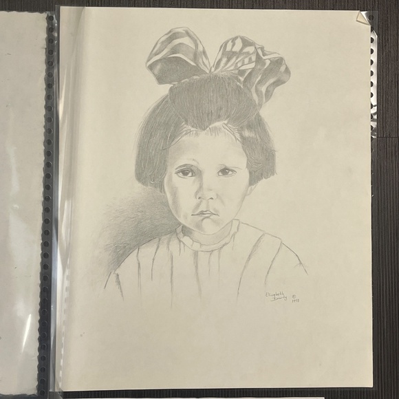 Graphite Pencil Art Drawings 2 Little Girls Photograph Portrait Elizabeth Dowdy - Picture 3 of 10